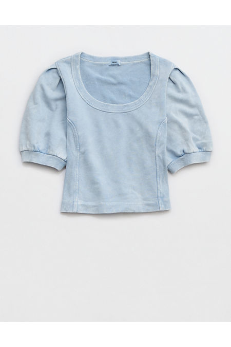 Aerie Seams Right Short Sleeve Sweatshirt Women's Cloud Wash S