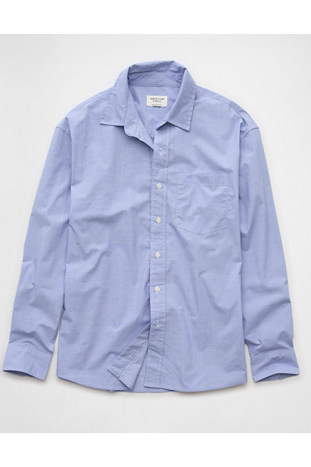 AE Everyday Relaxed Poplin Button-Up Shirt Men's Blue S