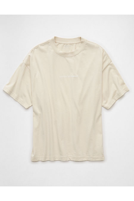 AE Laidback Luxe Heavyweight Oversized Logo Graphic T-Shirt Men's Bone Khaki XS