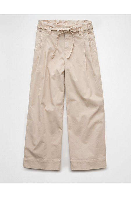AE Stretch Paperbag Wide-Leg Crop Pant Women's Latte 6 Regular