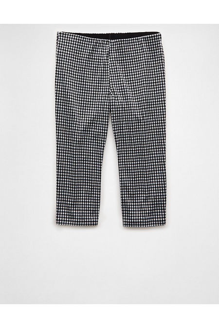AE Stretch Low-Rise Gingham Capri Pant Women's True Black S