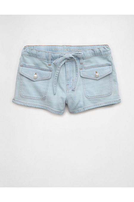 AE Dreamy Drape Stretch Denim Easy Shortie Women's Light Tinted Wash 4