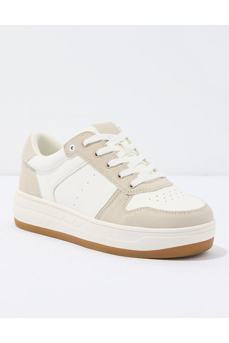 AE Embroidered Platform Sneaker Women's Taupe 8 1/2