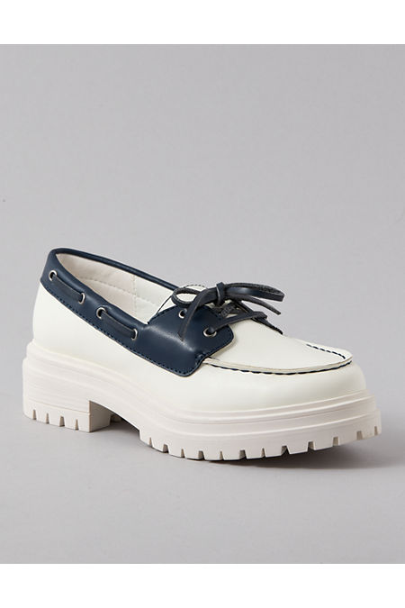 AE Chunky Lug Sole Boat Shoe Women's White 7 1/2
