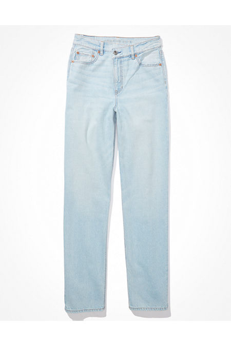 AE Strigid Highest Waist Crossover Baggy Straight Jean Women's Indigo Waters 18 Short