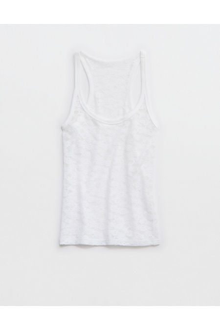 Aerie Easy Does It Vintage Lace Tank Top Women's White XL