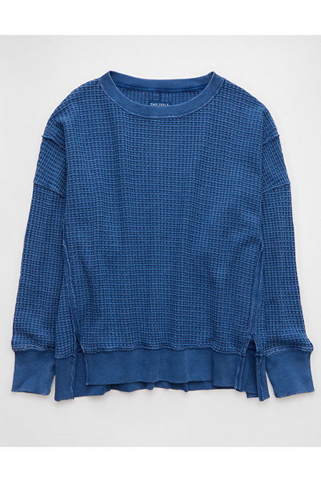 AE Big Hug Waffle Sweatshirt Women's Navy S