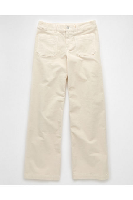 AE Stretch Corduroy Low-Rise Baggy Wide-Leg Pant Women's Ivory 18 Regular