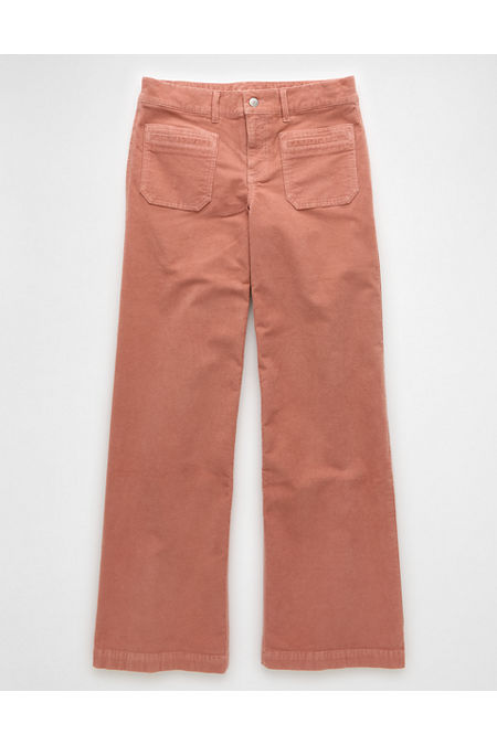 AE Stretch Corduroy Low-Rise Baggy Wide-Leg Pant Women's Rose 16 Long