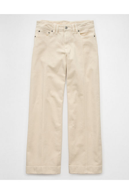 AE Dreamy Drape Stretch Low-Rise Baggy Wide-Leg Pant Women's Ivory 16 Long