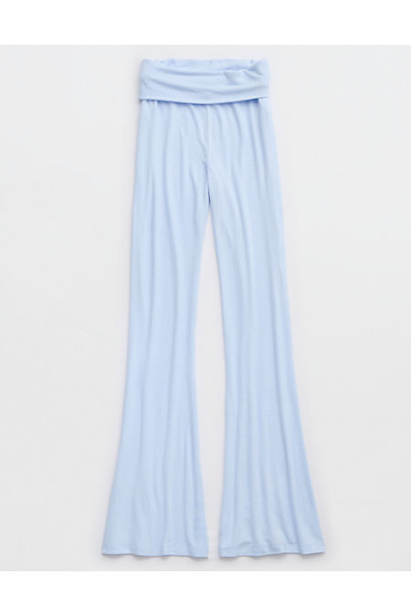 Aerie Lets Bounce Foldover Bootcut PJ Pant Women's Eyelet Blue XS