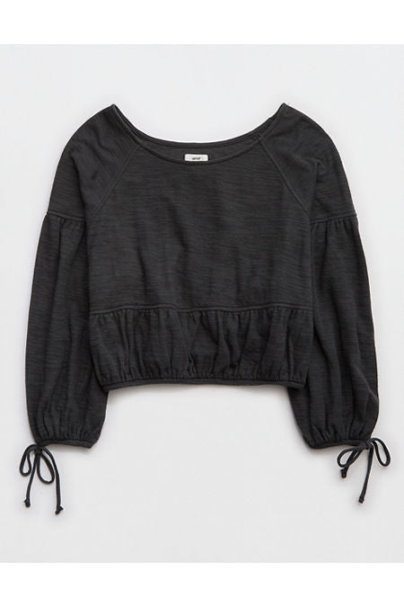 Aerie Endless Summer Cropped Sweatshirt Women's Smoked Gray XXS