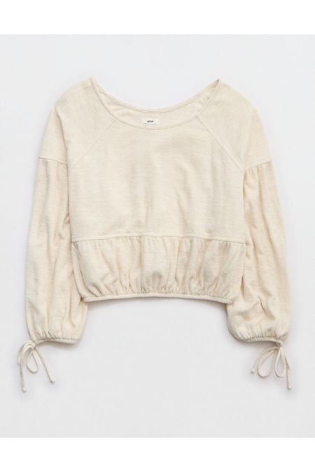 Aerie Endless Summer Cropped Sweatshirt Women's Heather Frost XXS