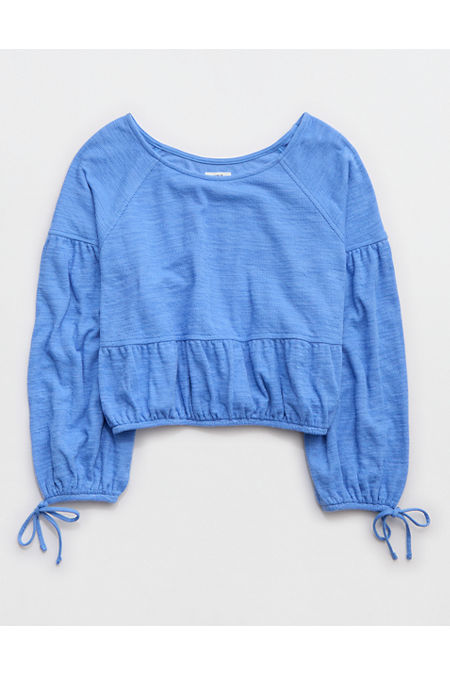 Aerie Endless Summer Cropped Sweatshirt Women's Laundry Blue M