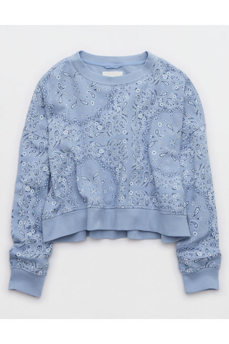 Aerie Take It Easy Crew Sweatshirt Women's Monaco Blue S