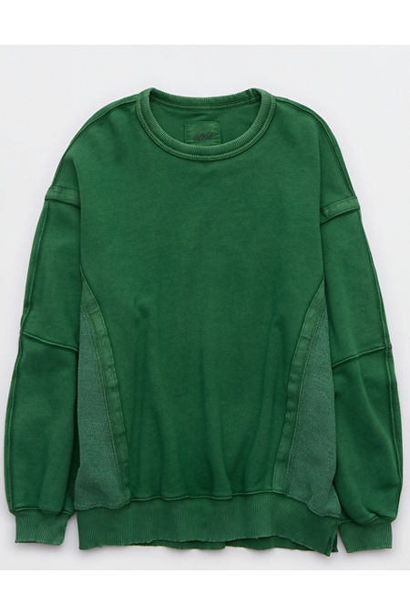 Aerie Keep It Light Crew Sweatshirt Women's Dark Algae XXS