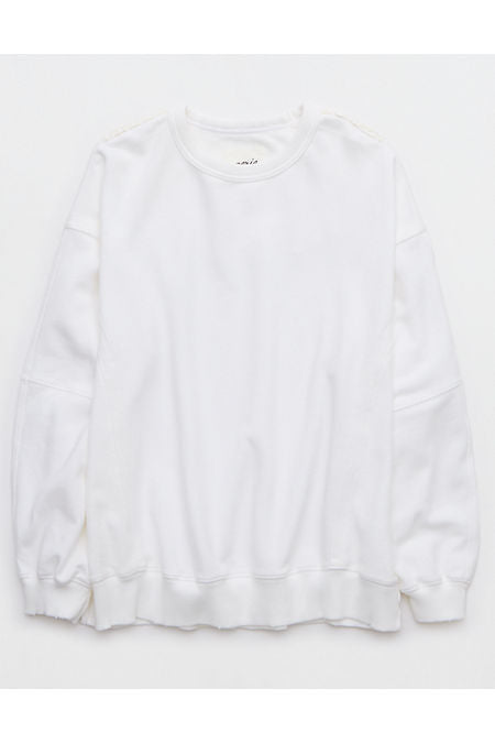 Aerie Keep It Light Crochet Crew Sweatshirt Women's White XXS