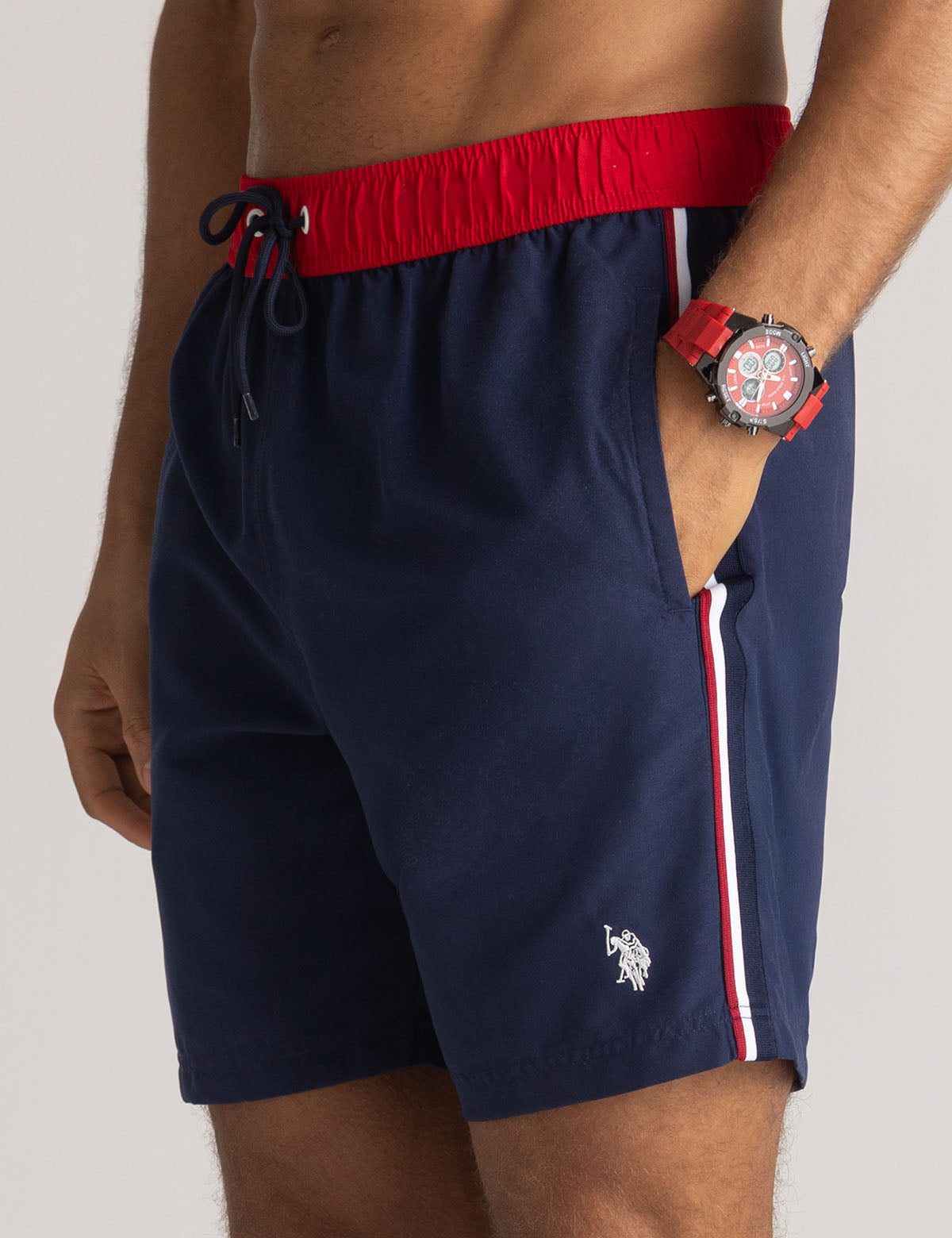 U.S. Polo Assn. - Mens 7" Side Panel Swim Shorts - Size L