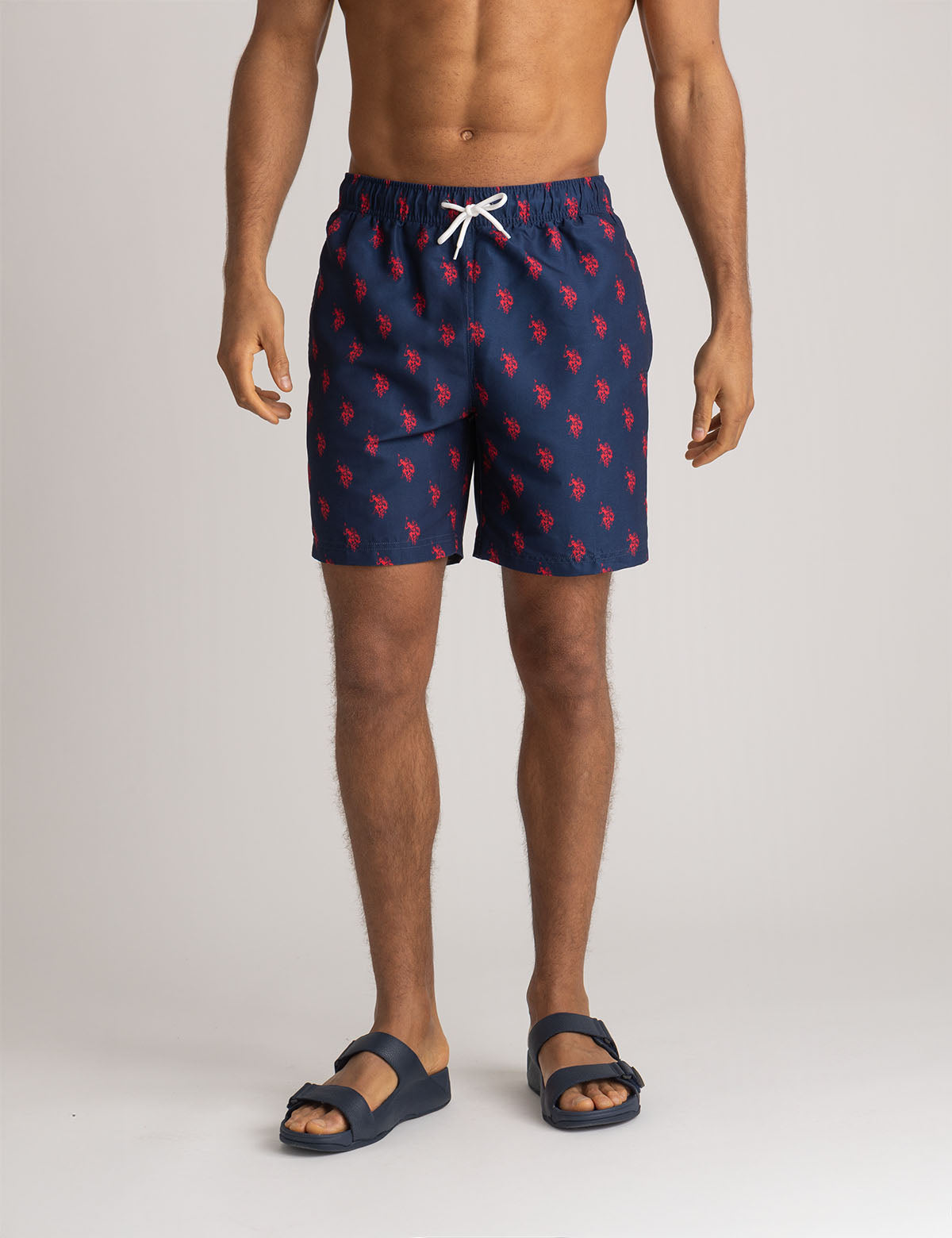 U.S. Polo Assn. - Mens 7" All Over Logo Print Swim Shorts - Size M