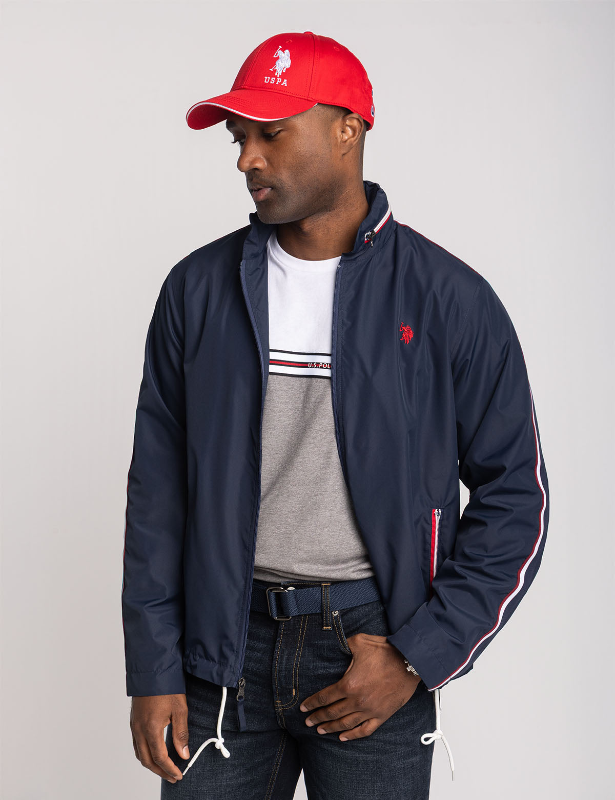 U.S. Polo Assn. - Mens Signature Stripe Stow Hood Jacket - Size XXL