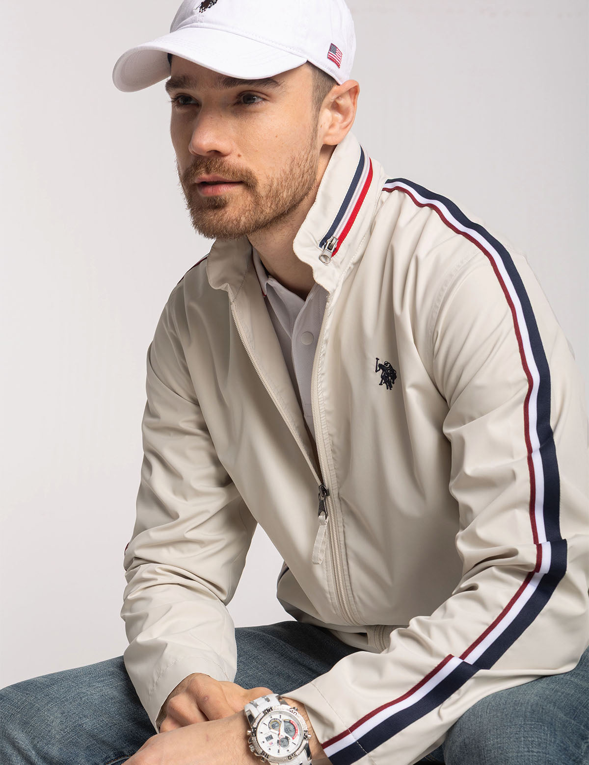 U.S. Polo Assn. - Mens Signature Stripe Stow Hood Jacket - Size S