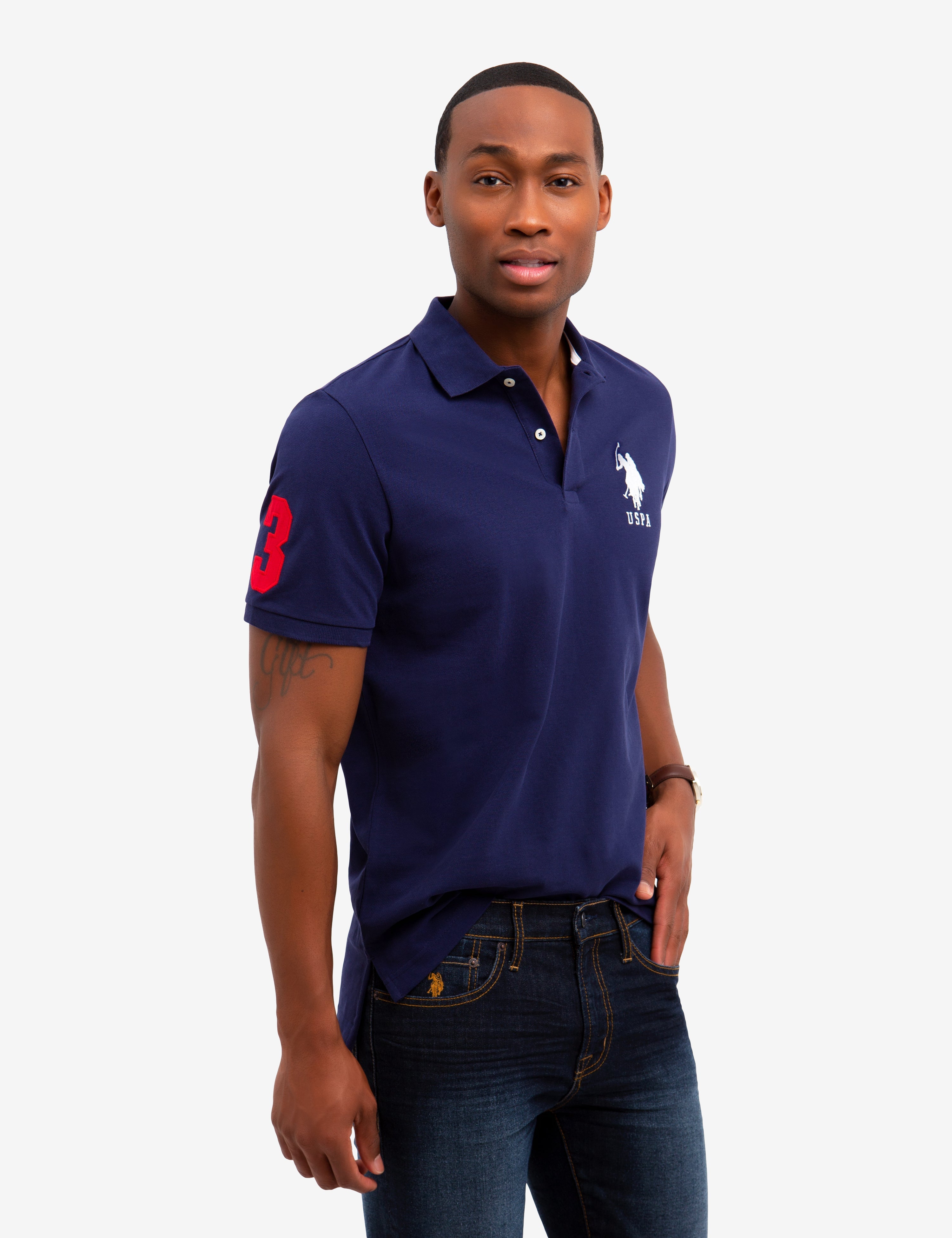 U.S. Polo Assn. - Mens Big Logo Solid Polo Shirt - Size S