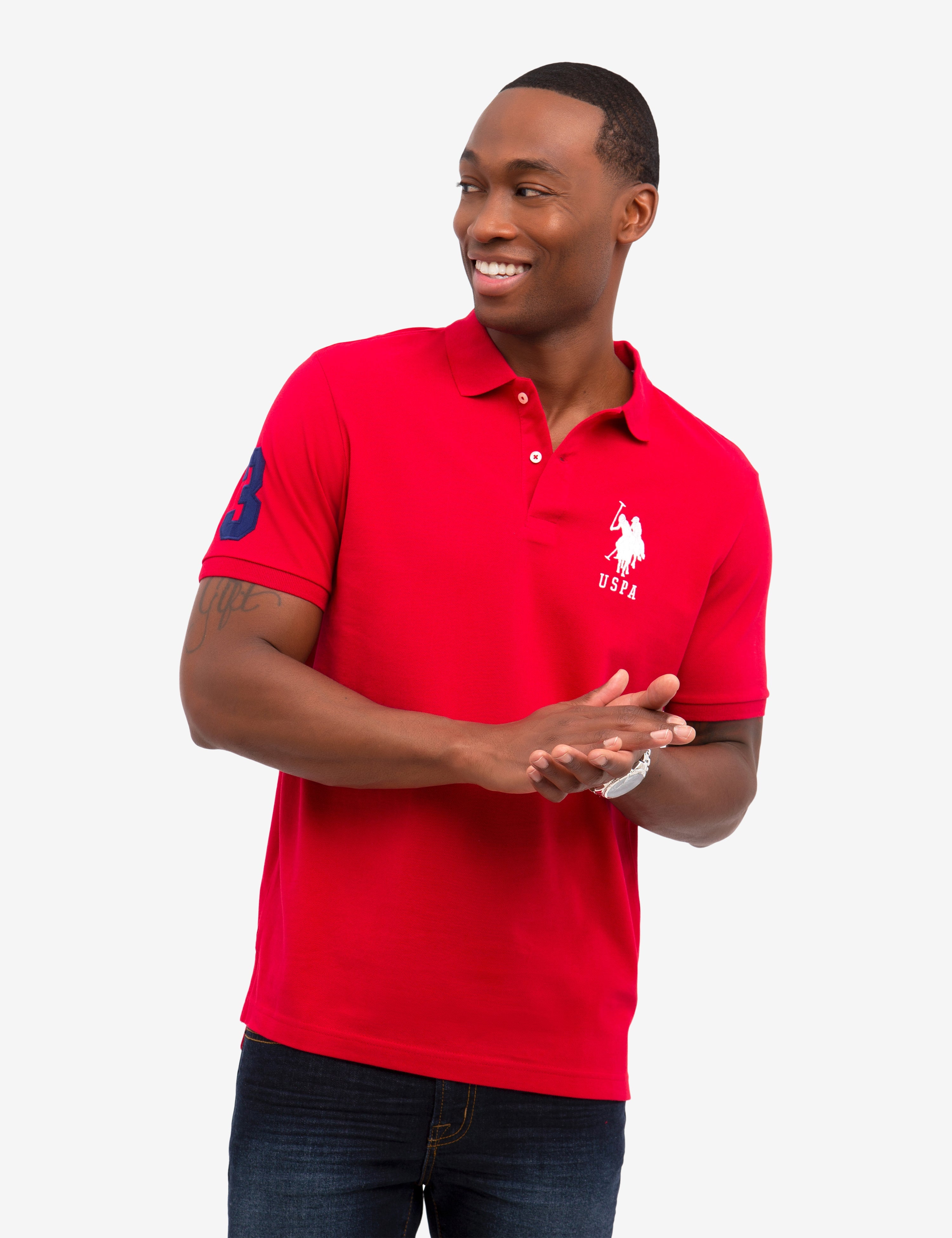 U.S. Polo Assn. - Mens Big Logo Solid Polo Shirt - Size L