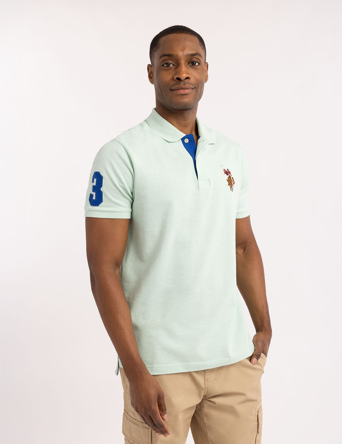 U.S. Polo Assn. - Mens Multi Color Big Logo Solid Polo Shirt - Size XX