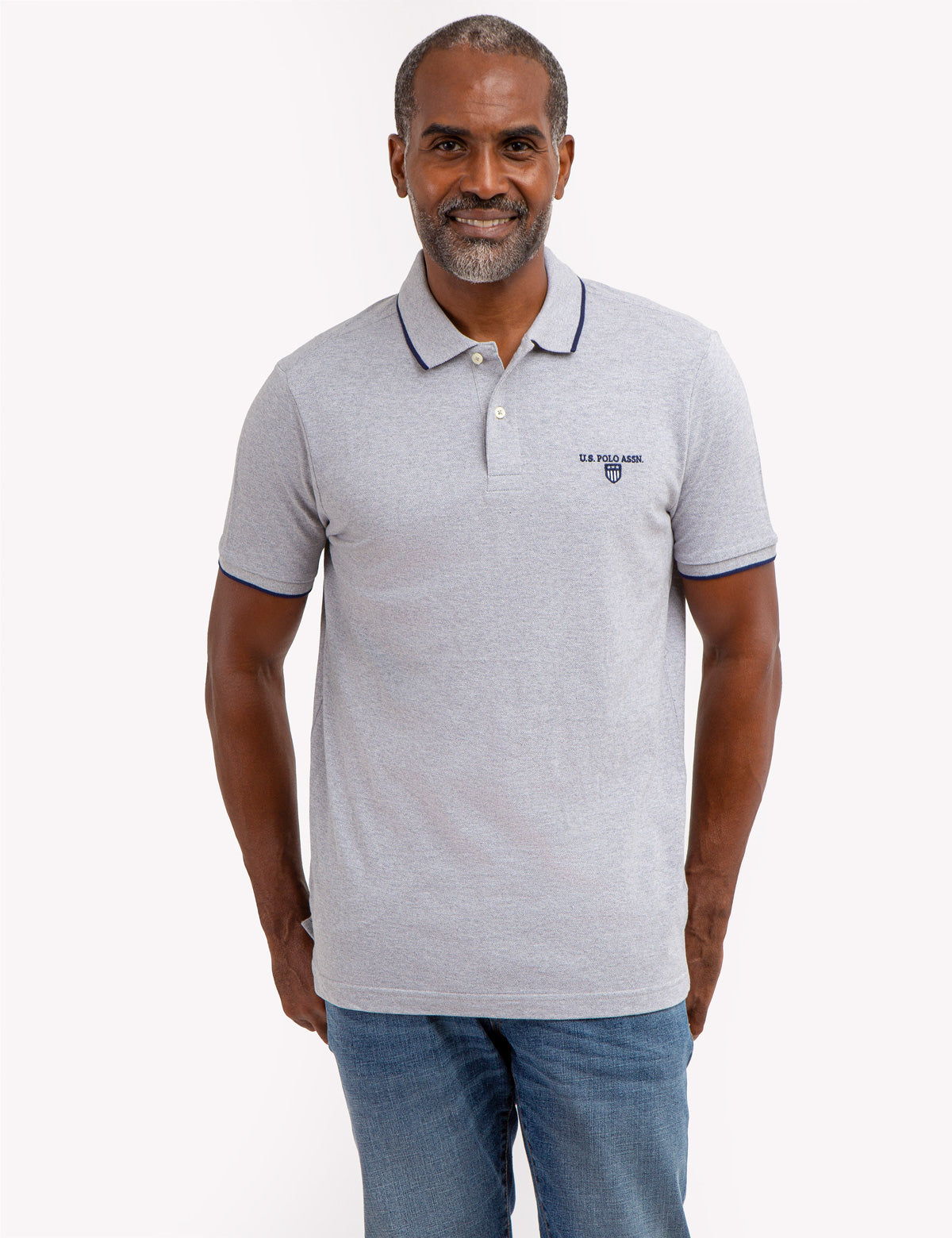 U.S. Polo Assn. - Mens Marled Yarn Polo Shirt With Embroidered Crest - Size XX