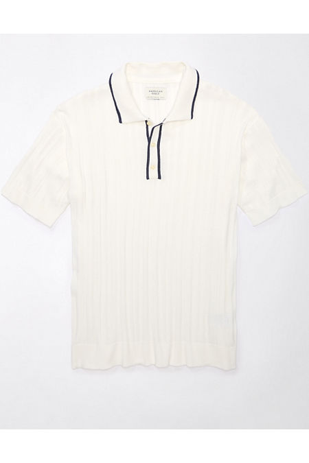 AE Weekend Tipped Sweater Polo Shirt Men's White XXXL