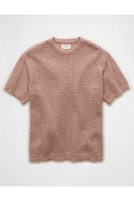 AE Open Knit Sweater T-Shirt Men's Dusty Pink XXL