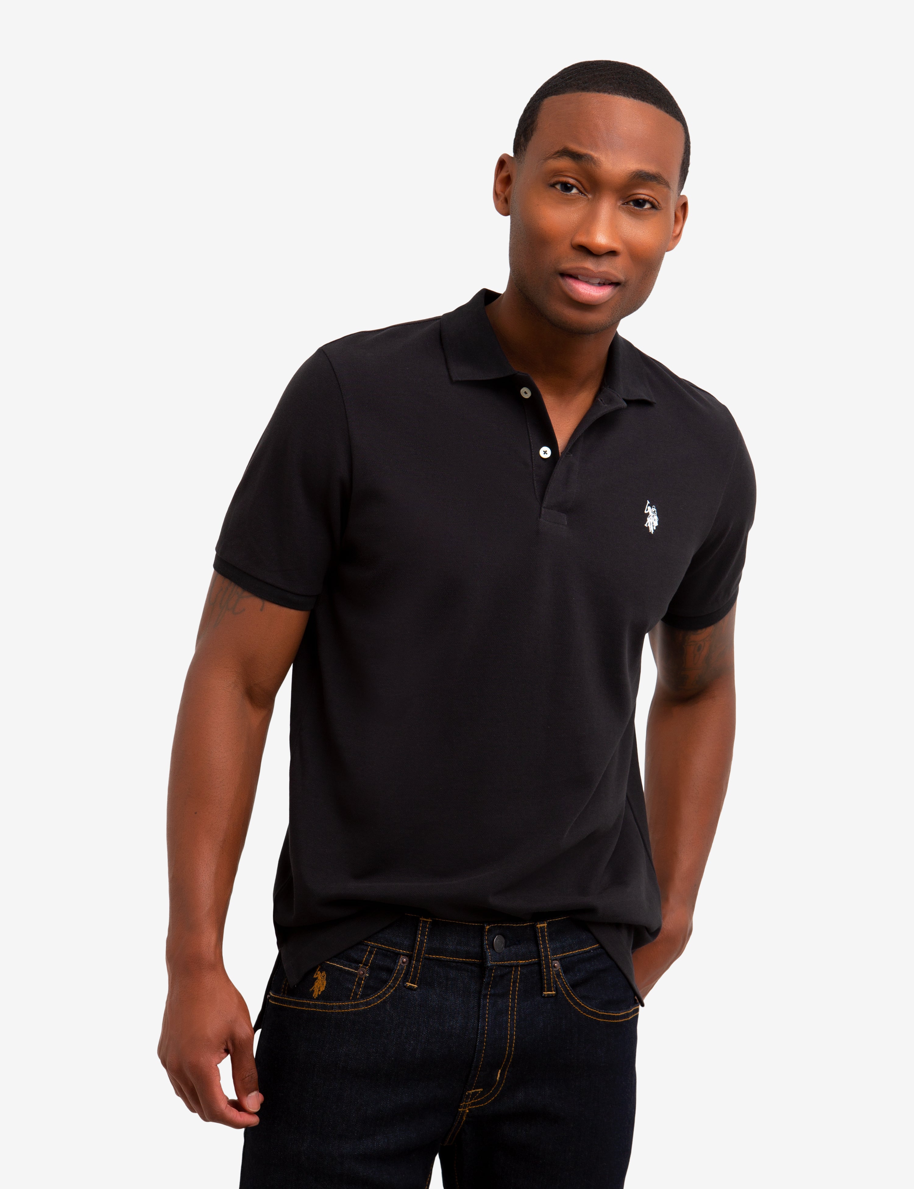 U.S. Polo Assn. - Mens Solid Pique Small Logo Polo Shirt - Size S