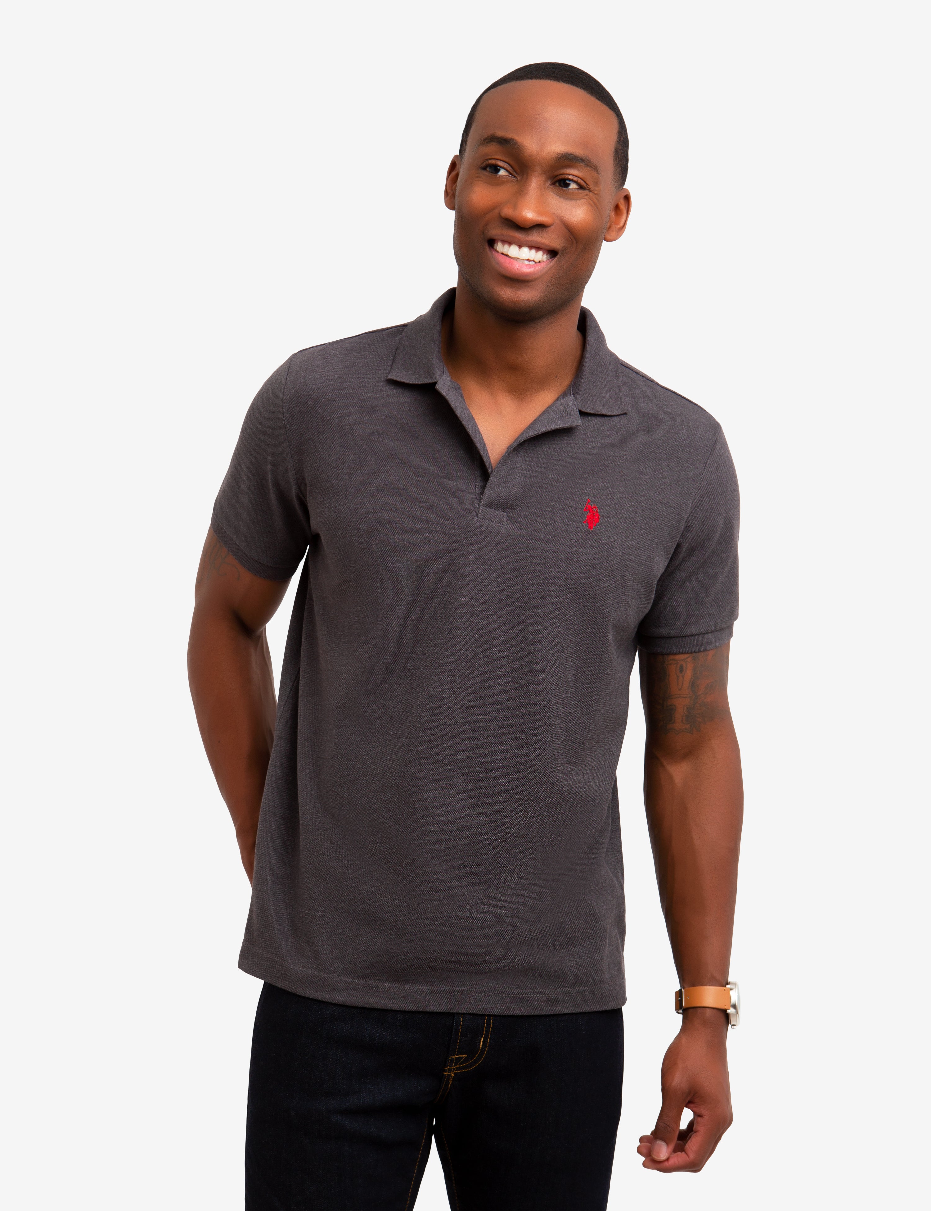 U.S. Polo Assn. - Mens Solid Pique Small Logo Polo Shirt - Size 2XL