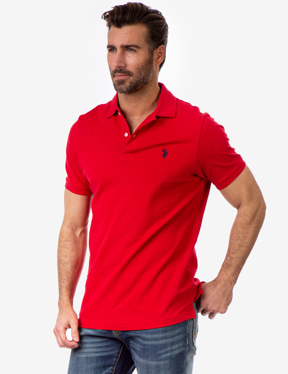 U.S. Polo Assn. - Mens Solid Pique Small Logo Polo Shirt - Size M