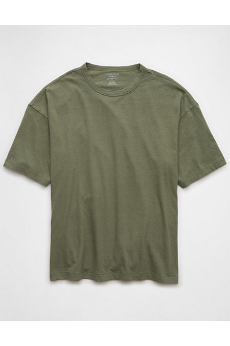 AE Boxy Linen-Blend T-Shirt Men's Olive XS