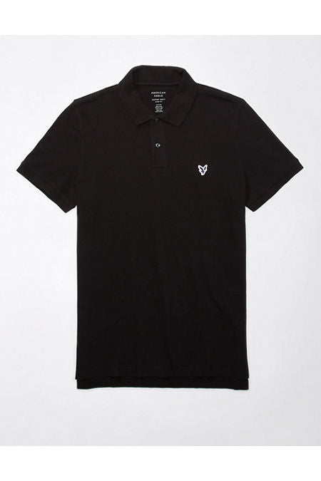 AE Lived-In Slim Fit Pique Polo Shirt Men's Black XXL