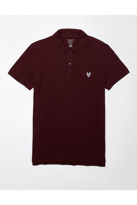 AE Lived-In Slim Fit Pique Polo Shirt Men's Burgundy XXXL