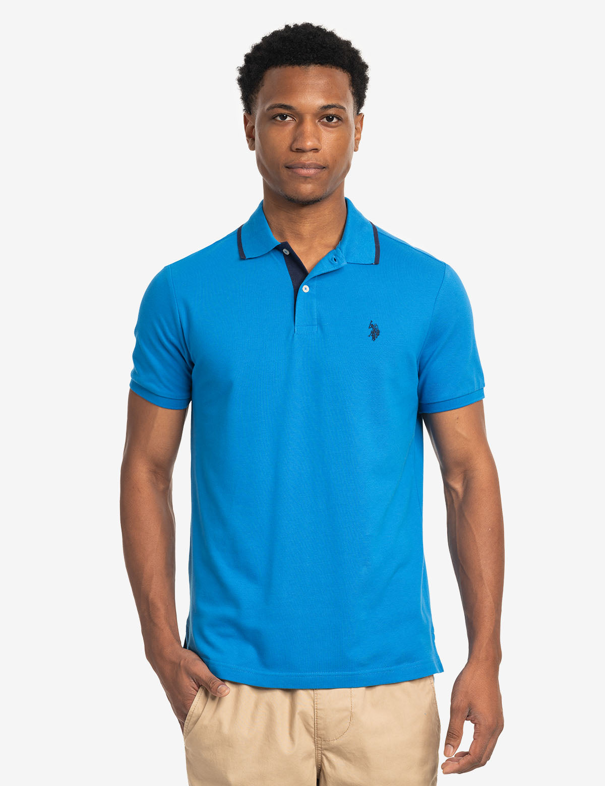 U.S. Polo Assn. - Mens Slim Fit Stretch Solid Pique Polo Shirt - Size XX