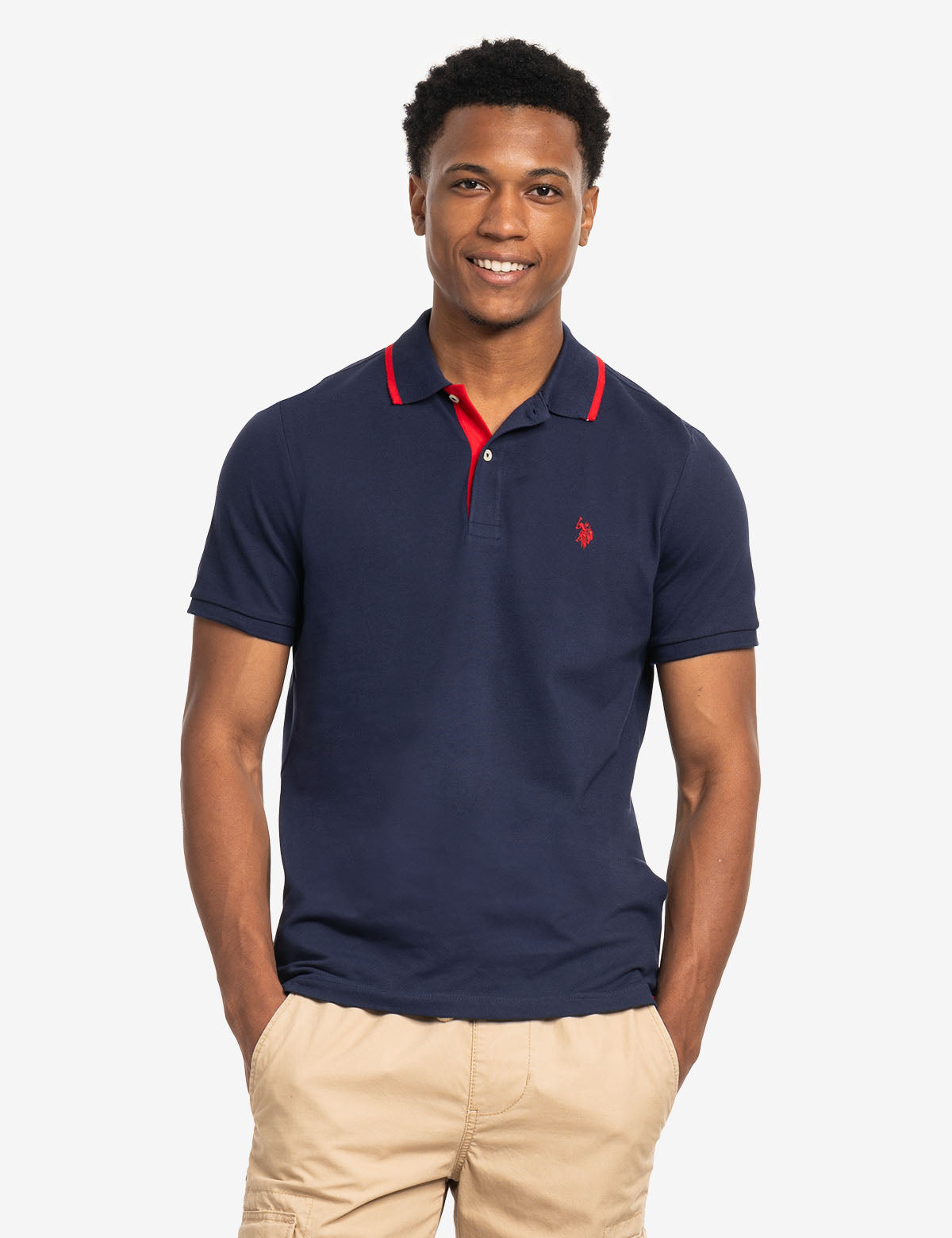 U.S. Polo Assn. - Mens Slim Fit Stretch Solid Pique Polo Shirt - Size XL