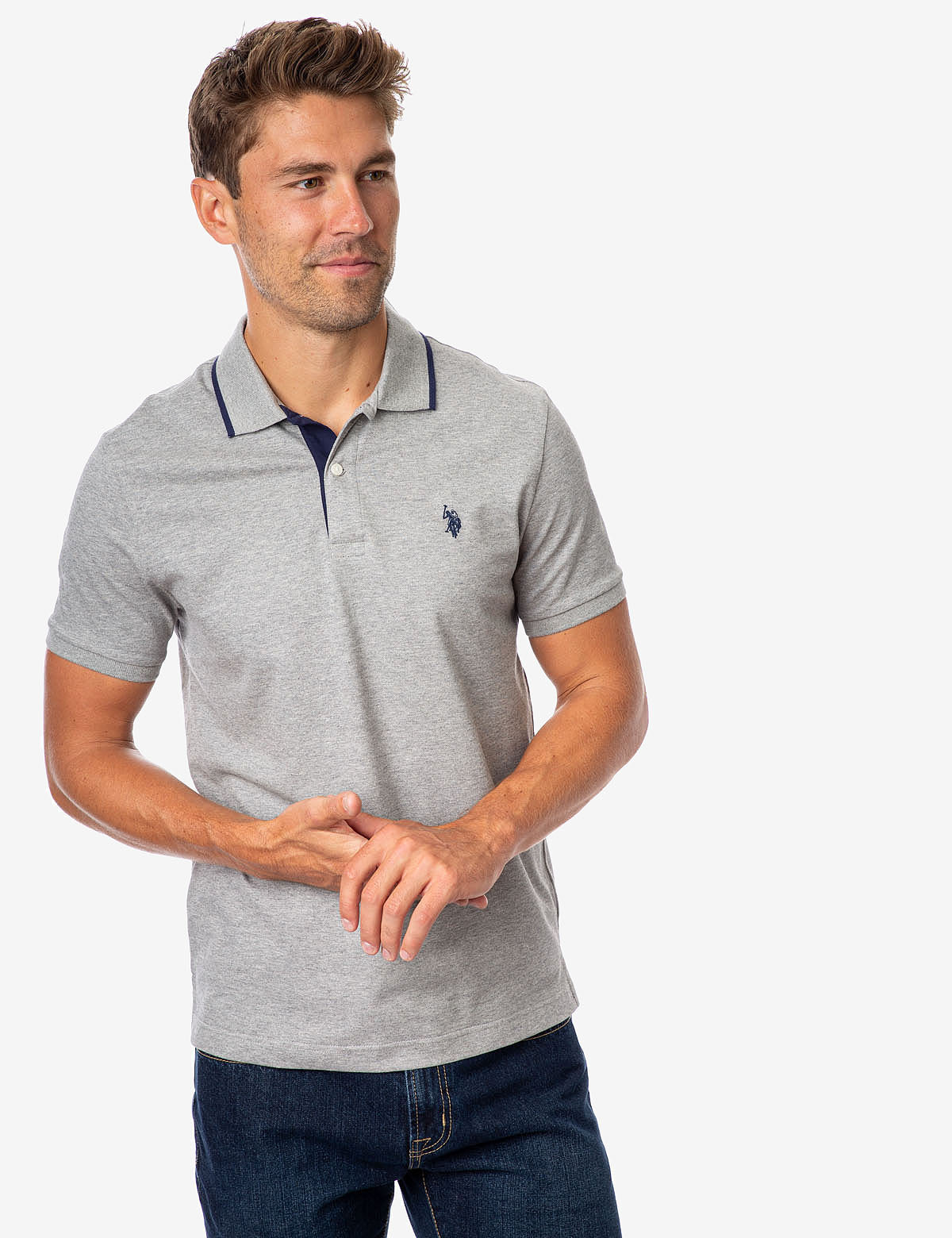 U.S. Polo Assn. - Mens Slim Fit Stretch Solid Pique Polo Shirt - Size M