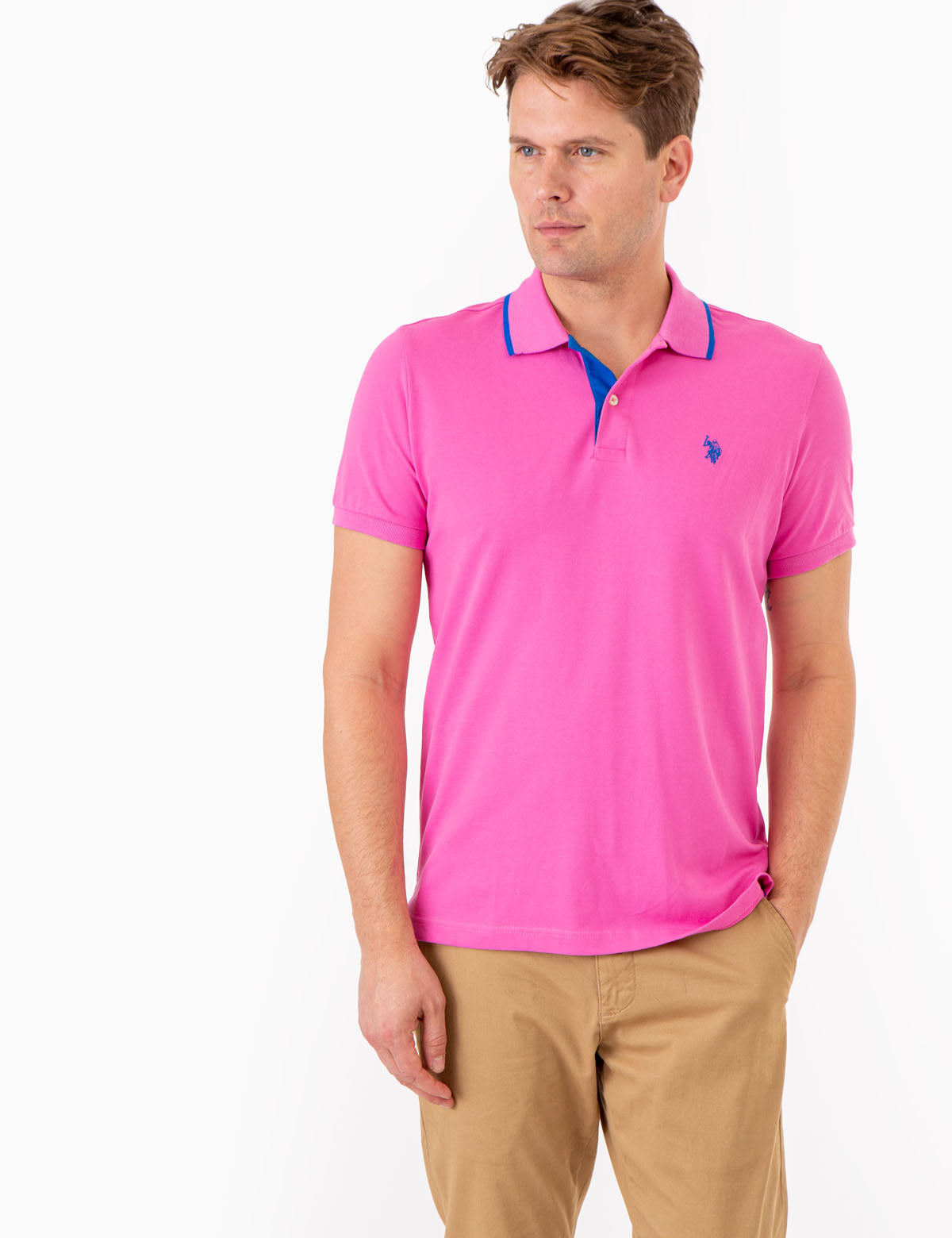 U.S. Polo Assn. - Mens Slim Fit Stretch Pique Solid Polo Shirt - Size XX