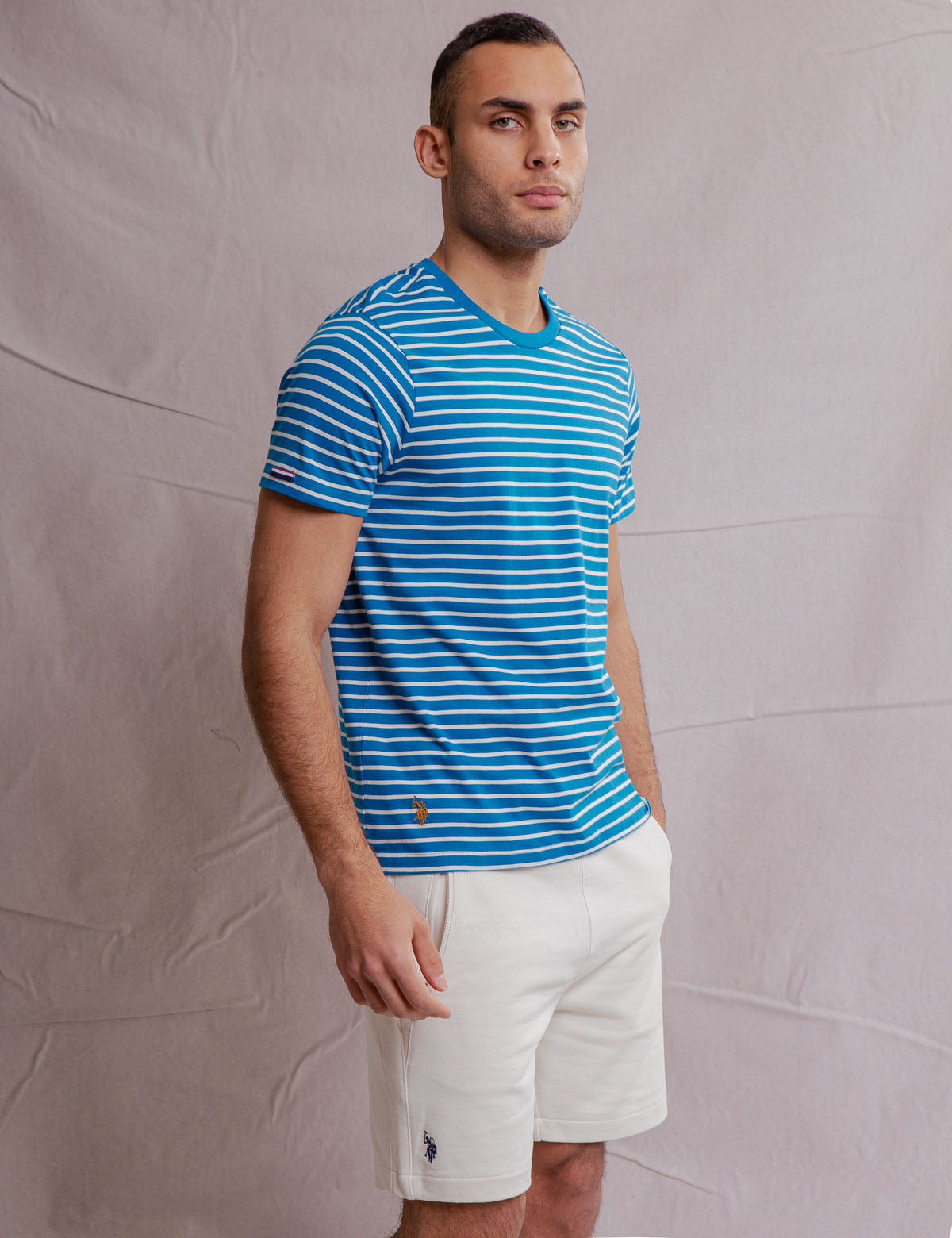 U.S. Polo Assn. - Mens White Label Supima Cotton Striped T-Shirt - Size M