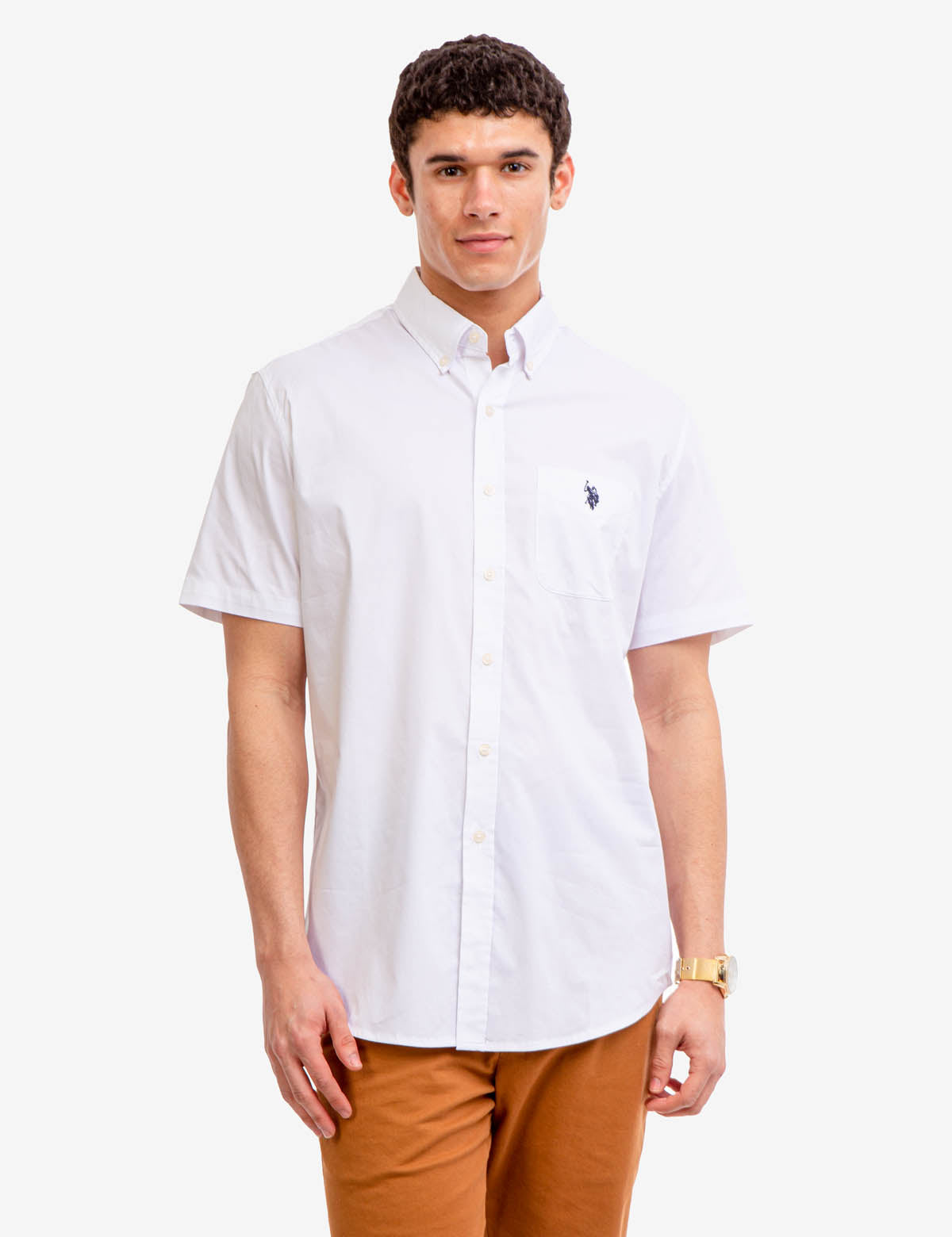 U.S. Polo Assn. - Mens Short Sleeve Stretch Poplin Shirt - Size L
