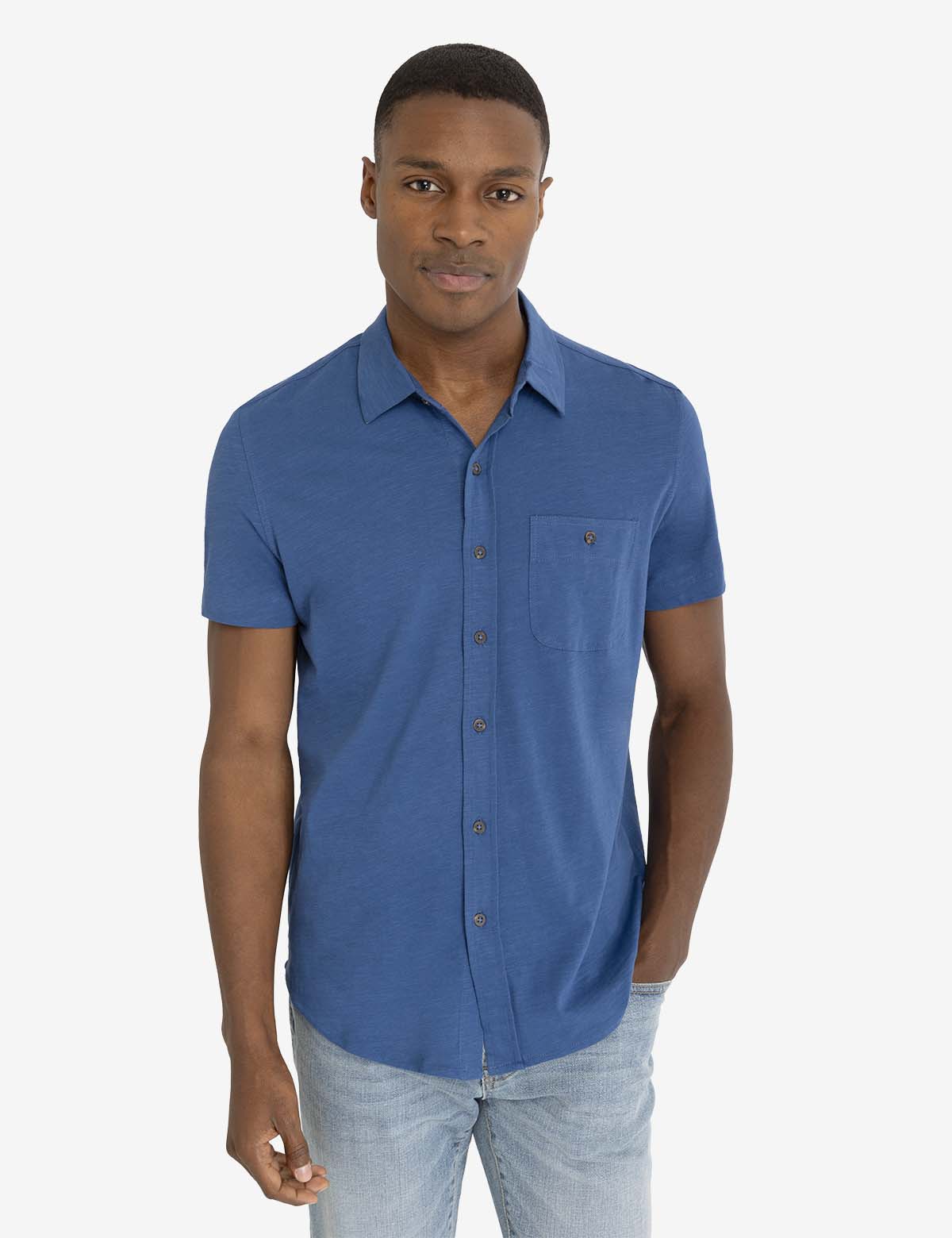 U.S. Polo Assn. - Mens Full Placket Slub Jersey Shirt - Size XL