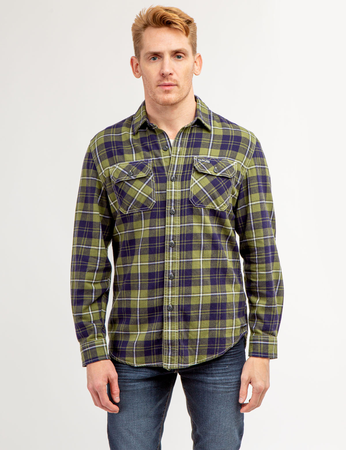 U.S. Polo Assn. - Mens Heavy Twill Plaid Shirt With Chest Pockets - Size S