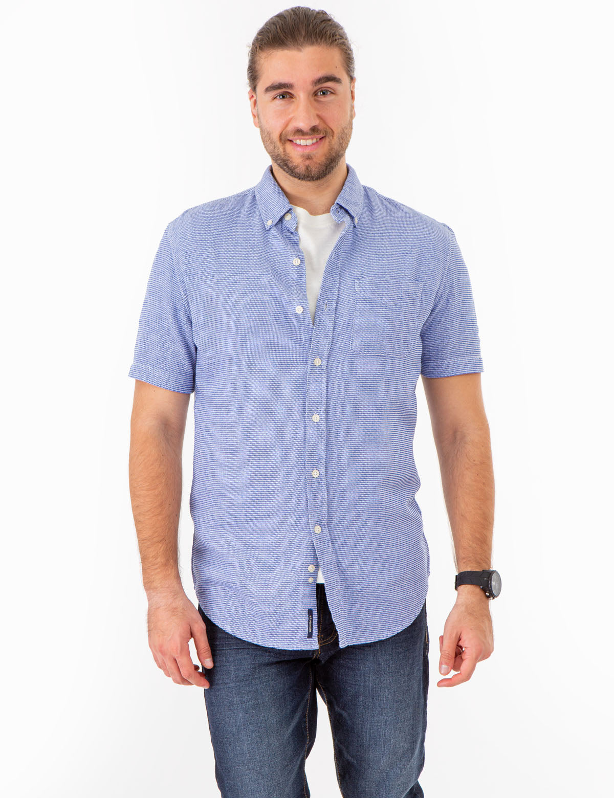 U.S. Polo Assn. - Mens Textured Weave Short Sleeve Shirt With Pocket - Size M