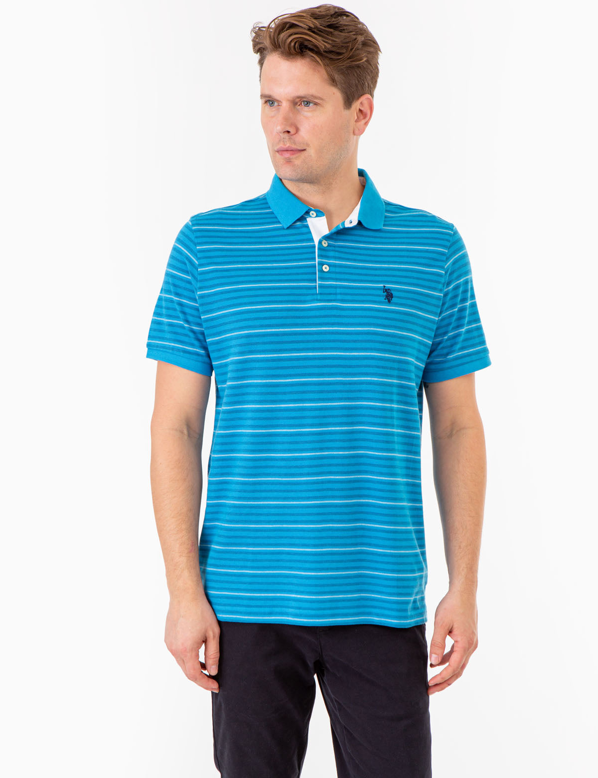 U.S. Polo Assn. - Mens Yarn Dye Birdseye Stripe Pique Polo Shirt - Size XX