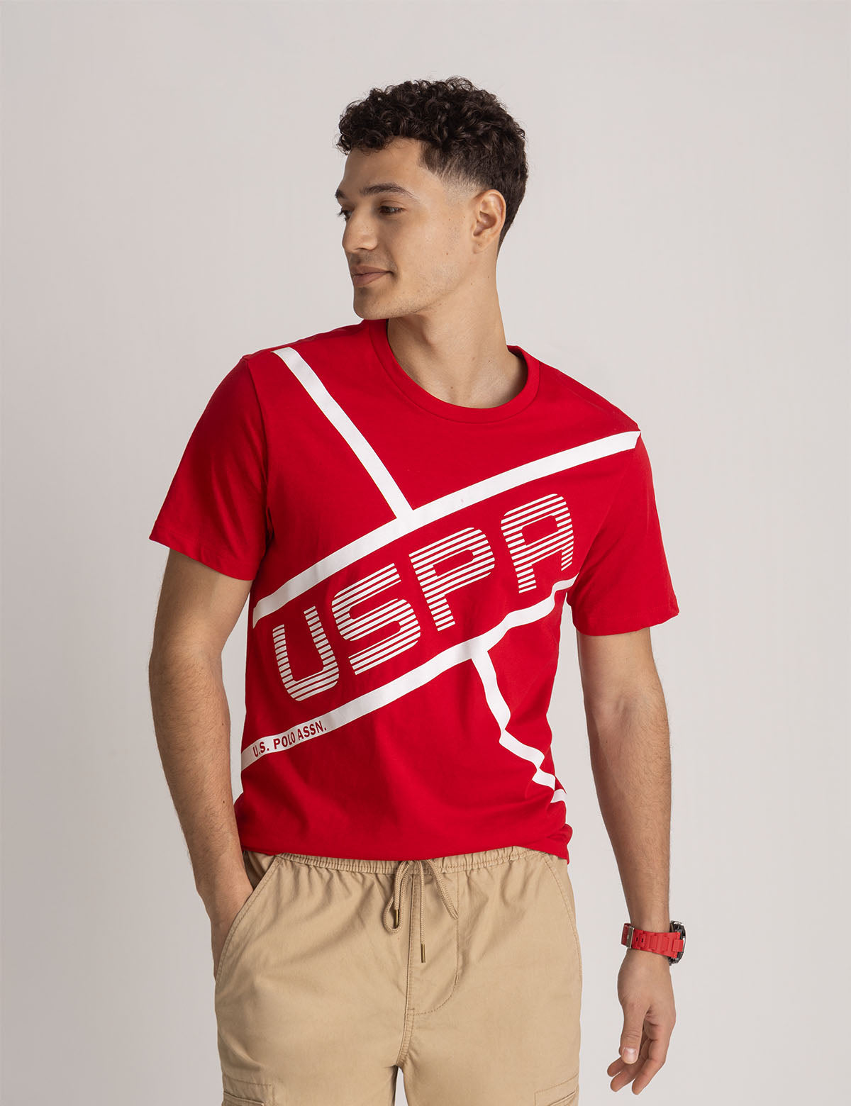 U.S. Polo Assn. - Mens USPA Linear Graphic Jersey T-Shirt - Size S