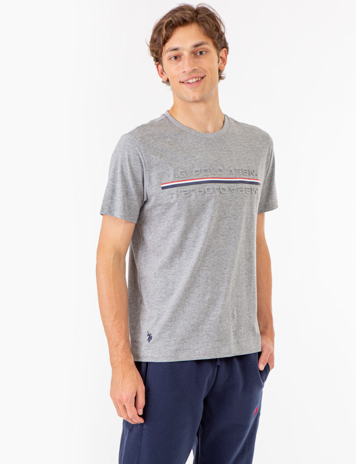U.S. Polo Assn. - Mens Embossed Signature Stripe Jersey T-Shirt - Size S