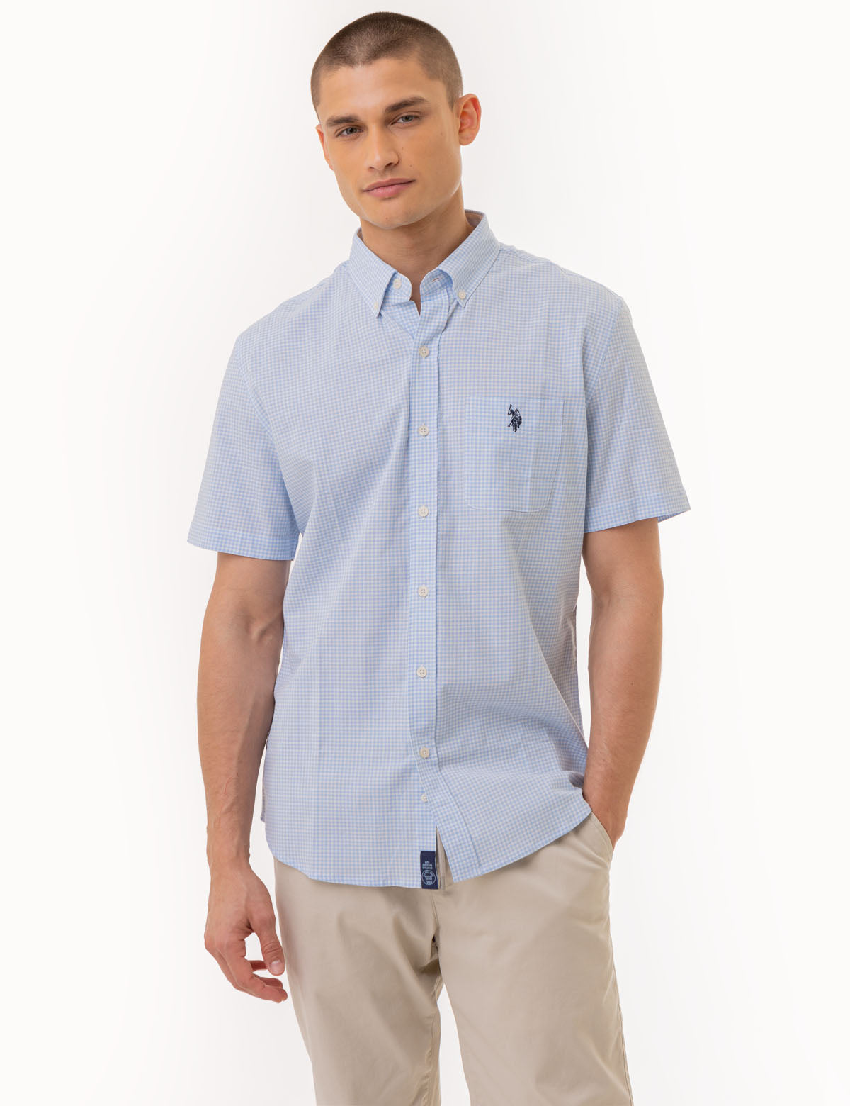 U.S. Polo Assn. - Mens Short Sleeve Gingham Shirt With Pocket - Size S